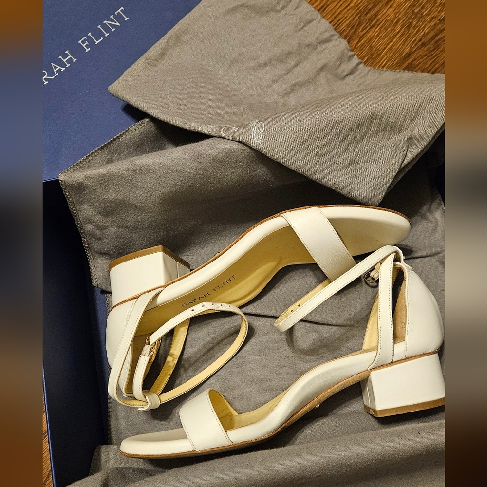 Sarah Flint Perfect Block Sandal 30 in White Calf in 37